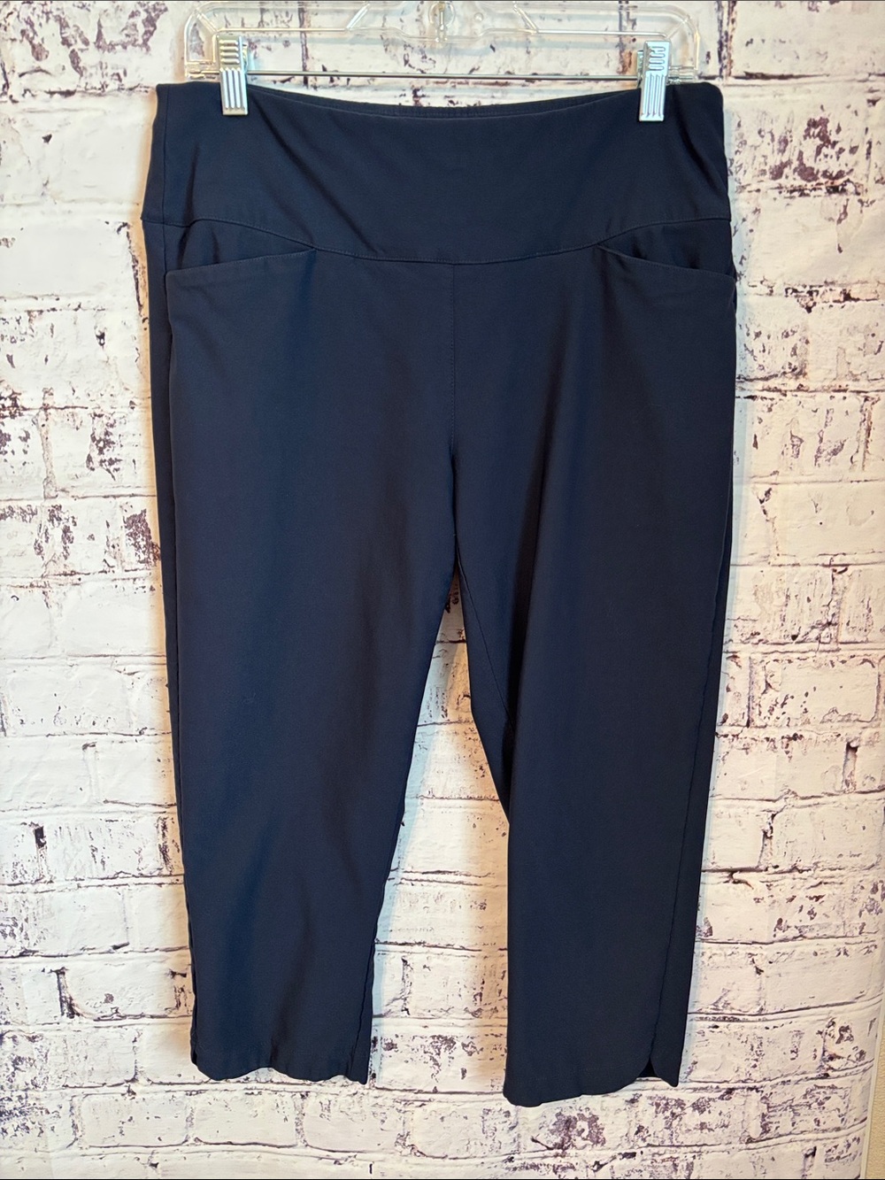 Lady Hagen High-Rise Navy Blue Cropped Ponte Pants